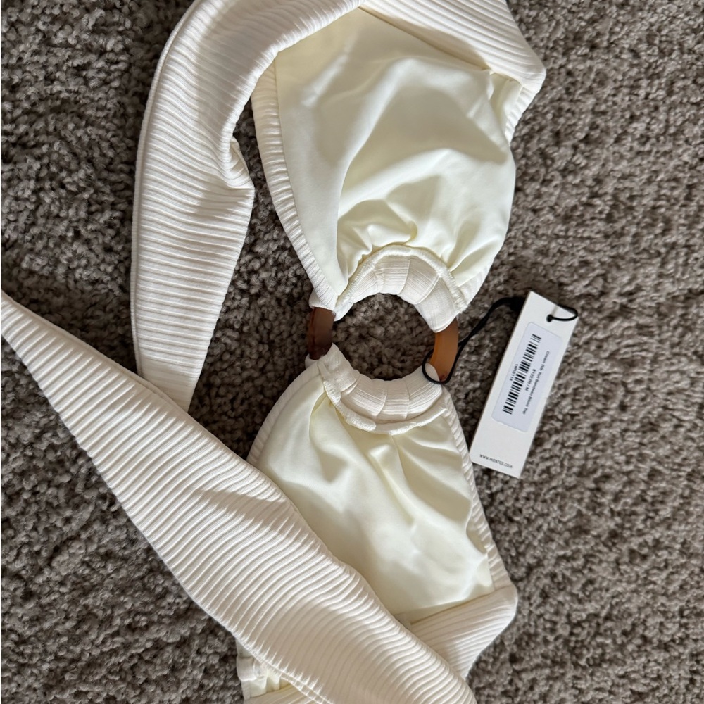 Cream Bikini Top with Ring Detail
